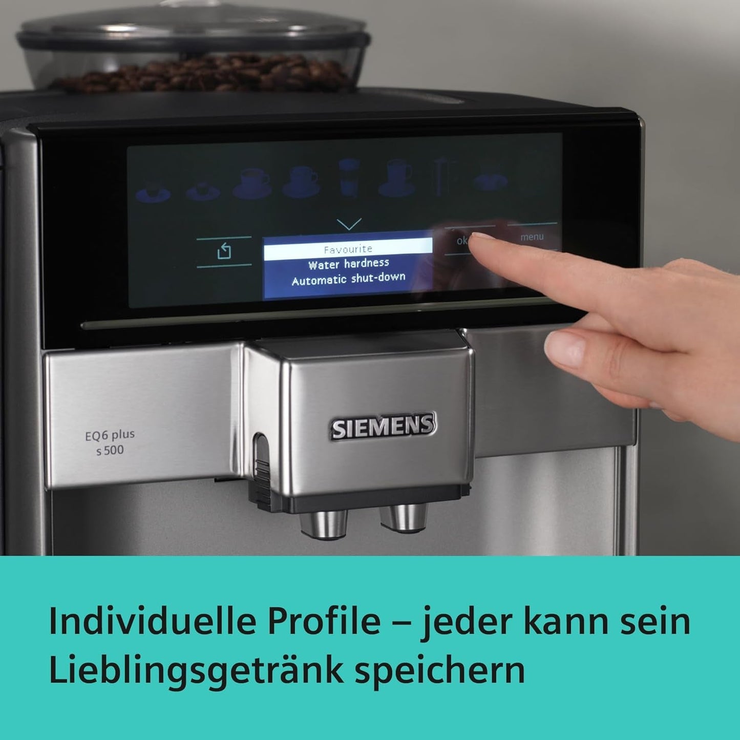 Siemens EQ.6 plus s300 automatický espresso kávovar TE653501DE, pro mnoho kávových specialit, napěňovač mléka, keramický mlýnek, dvojitá funkce kávy, proti vodnímu kameni, automatické čištění párou, 1500 W, stříbrný