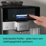 Siemens EQ.6 plus s300 automatický espresso kávovar TE653501DE, pro mnoho kávových specialit, napěňovač mléka, keramický mlýnek, dvojitá funkce kávy, proti vodnímu kameni, automatické čištění párou, 1500 W, stříbrný