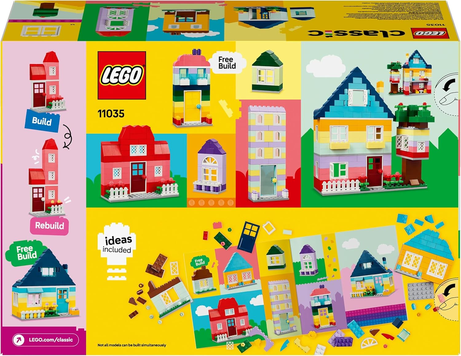 LEGO Classic Kreativní domy, Stavebnice kostek pro děti, Stavebnice 850 kostek, Stavebnice domu s příslušenstvím, Dárek pro chlapce a dívky 4 roky staré 11035 Stavebnic Beuche den LEGO-Store