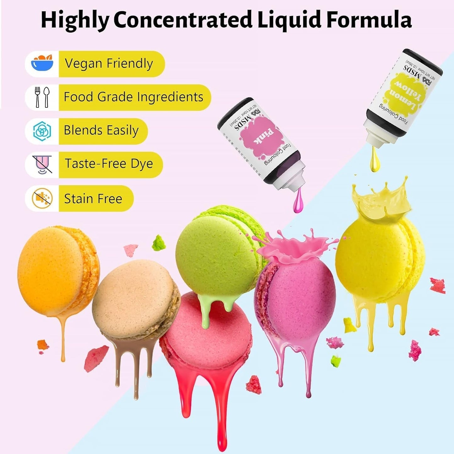 Potravinářské barvivo 9 x 10 ml, tekuté potravinářské barvivo - sada potravinářských barviv na zdobení dortů, makaronů, koblih, fudge, polevy, mýdel pro kutily, zmrzliny, barviva na mýdlo, barviva ve stříkací pistoli