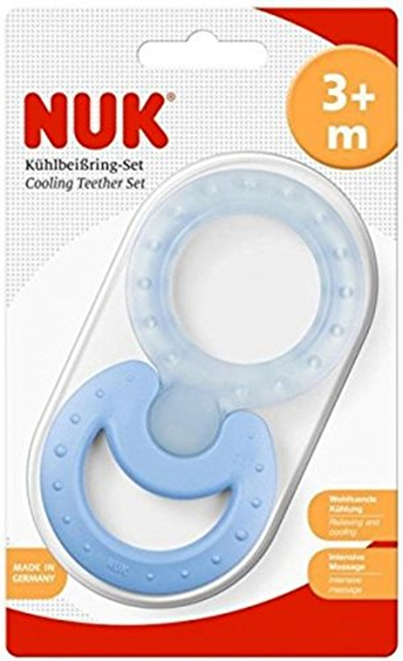 NUK Classic a Cool 2dílná sada chladicích kousacích kroužků pro masáž a chlazení 1 sada bez BPA Různé barvy