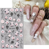 JMEOWIO 3D Nálepka na nehty Blumen Nálepka na nehty Selbstklebend Nagelaufkleber 5D Stereoskopické jarní letní dekorace Nageldesign Zubehör 4 Blatt