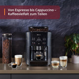 Automatický espresso kávovar KRUPS Arabica Picto, kompaktní design, snadné ovládání, intuitivní nastavitelné otočné ovládání, napěňovač mléka, funkce 2 šálků, kávovar, černý, EA810870