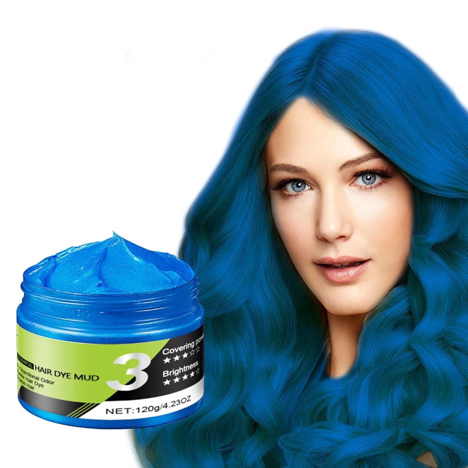 Modrý vosk na vlasy Dočasný modrý lak na vlasy Barva Crazy Blue Smývatelná barva na vlasy Okamžitá barva na vlasy Přírodní barva na vlasy Styling vlasů Pro muže Ženy Party Naty Shop Hair Dye Výchozí název