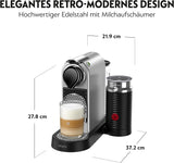 Espresso kávovar s kapslemi Nespresso XN761B Citiz&Milk | Automatický pohotovostní režim | 1260 wattů | Objem nádržky na vodu: 1 l | Tlak čerpadla: 19 bar | Stříbro