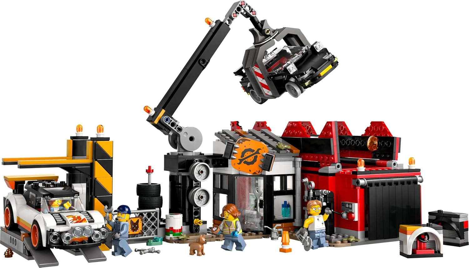 LEGO City vrakoviště s auty - hračka s lisem na šrot a jeřábem, 2 autíčka, 4 fungující minifigurky a kancelářská budova - narozeninové dárky pro chlapce a dívky od 8 let 60472 Stavebnice Besuche den LEGO-Store