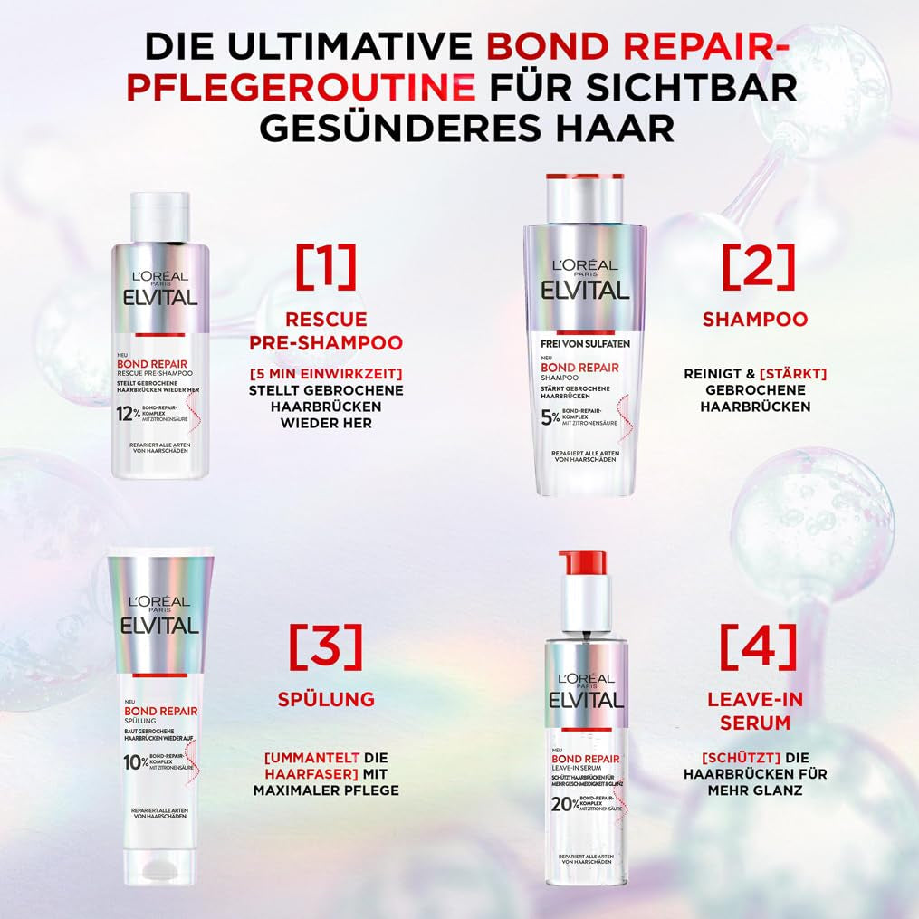 L'Oréal Paris Elvital Bond Repair Shampoo, Jemný čisticí prostředek pro obnovu vlasů L'Oréal sprchový kout a koupel