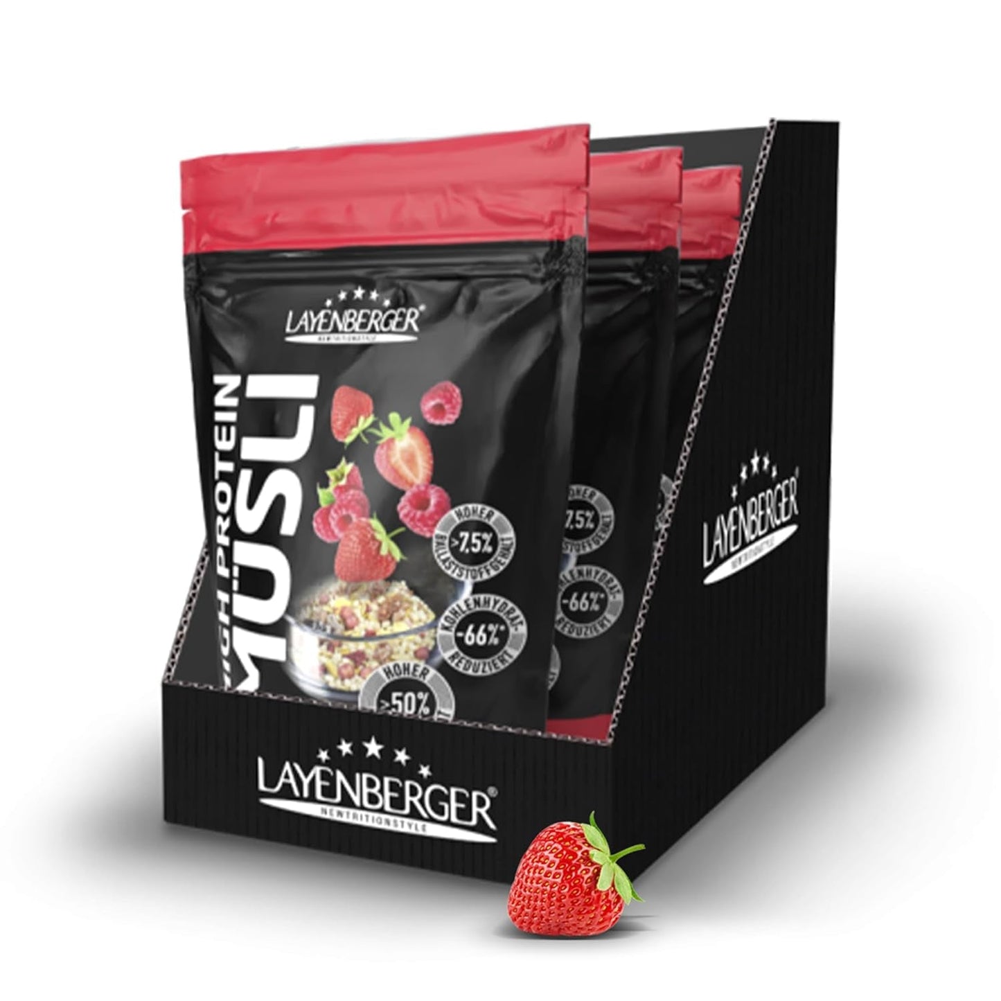 Layenberger 3K High Protein Müsli, 50% Eiweiß Und 18% Kohlenhydrate - Jedno balení (1X 390 G) - Schoko-Nuss Cereale Naty Shop 1,08 Kg (1Er Pack) Rote Beeren Mix