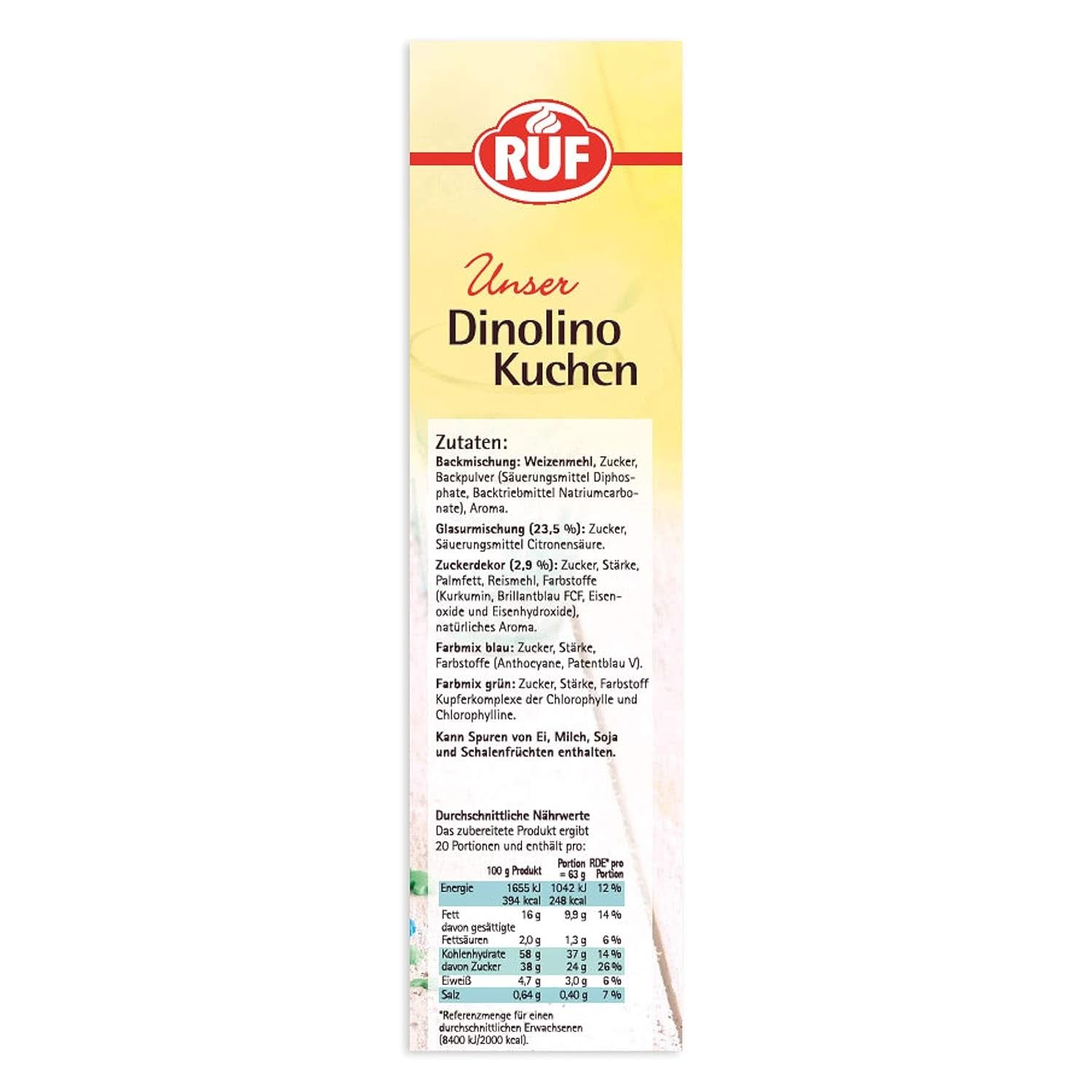 RUF Dinolino Cake, Tricolor plechový dort s příchutí citronu, 850 gramů Sprinkles Naty Shop