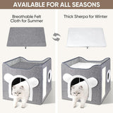 Katzenbetten für Indoor Katzen, Faltbares Katzenhaus, Katzenhöhle 2 Schicht Würfel Großer Raum Katzenbett mit Kratzbrett und Spielball, 15,8 x 15,8 x 15 palců