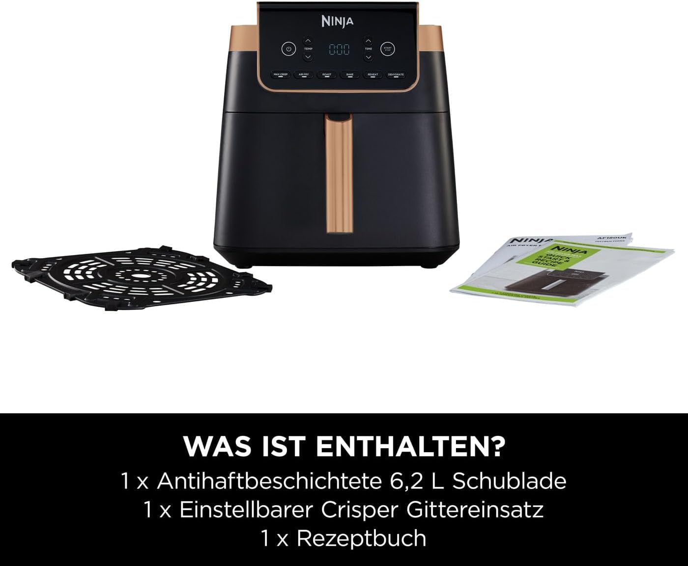 Fritéza Ninja Air Fryer MAX PRO AF180EUCP, 6,2 litru, bezolejová zařízení Naty Shop Appliances