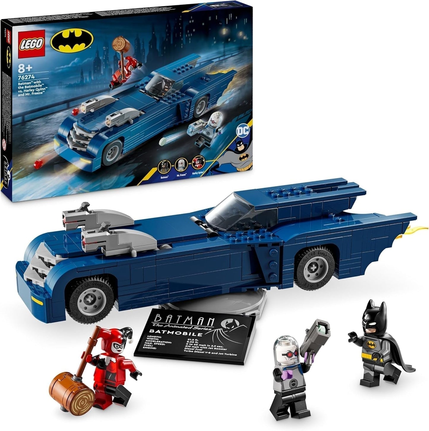 LEGO DC Batman: Batman v Batmobilu vs. Harley Quinn a Mr Freeze Kreslená hračka do auta pro děti Dárek pro chlapce a dívky 8 let 76274 Stavebnice Besuche den LEGO-Store Výchozí název