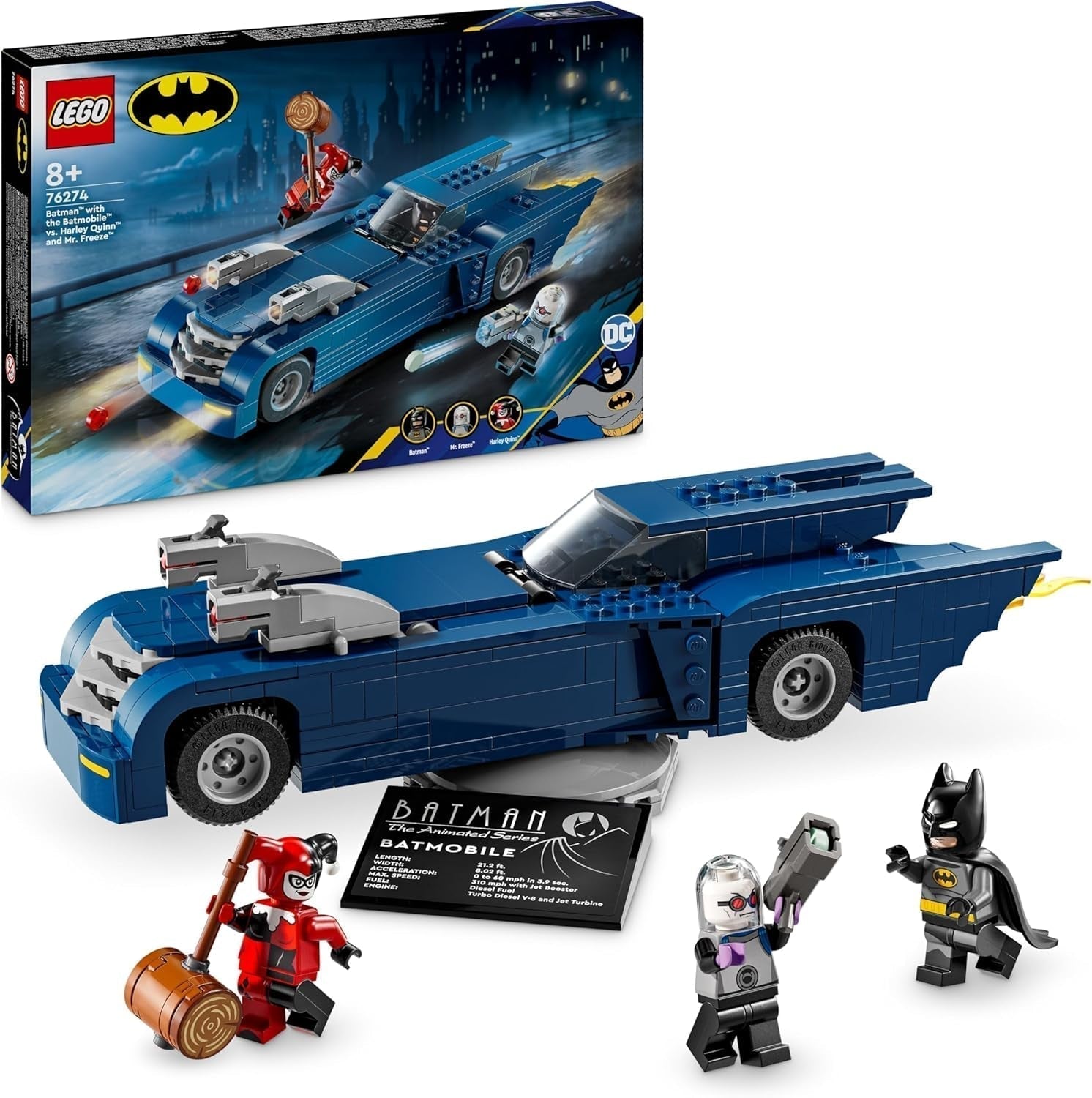 LEGO DC Batman: Batman v Batmobilu vs. Harley Quinn a Mr Freeze Kreslená hračka do auta pro děti Dárek pro chlapce a dívky 8 let 76274 Stavebnice Besuche den LEGO-Store Výchozí název