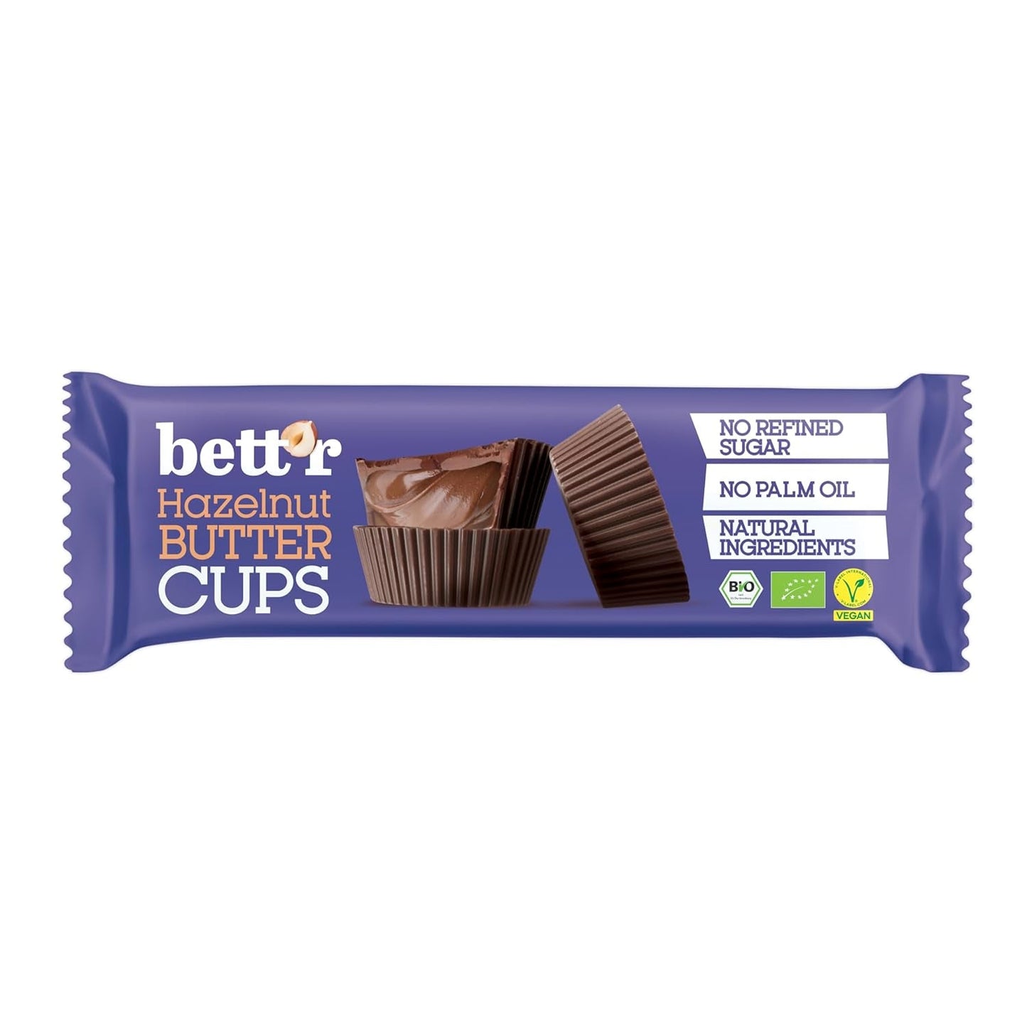 Bett'r bez viny organické lískooříškové pryskyřníky. 100% vegan, bez lepku a bez laktózy - 12 x 39 g