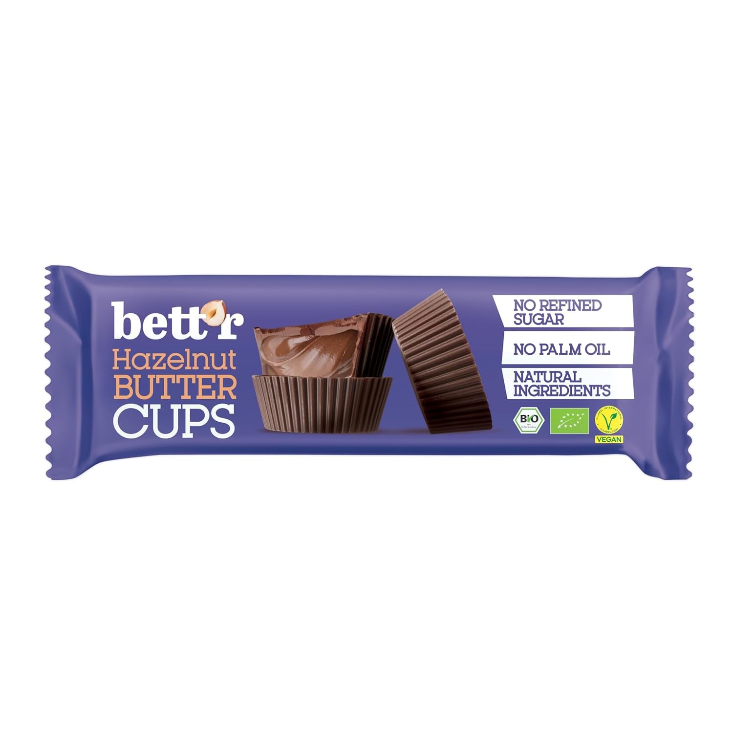 Bett'r bez viny organické lískooříškové pryskyřníky. 100% vegan, bez lepku a bez laktózy - 12 x 39 g