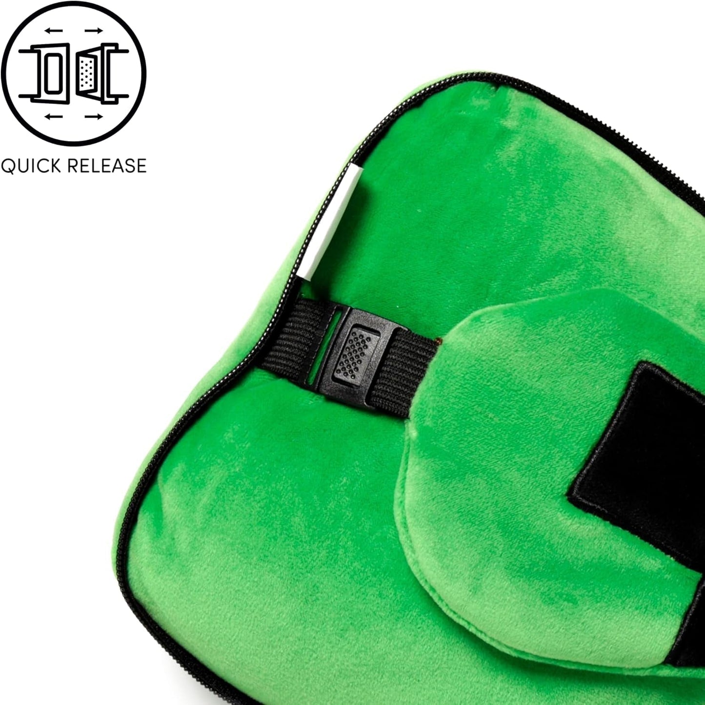 Puckator Relaxeazzz Minecraft Creeper Plyšový cestovní polštářek a maska na oči Opěrka hlavy Polštář na spaní Polštář na krk Cestovní polštář Maska na spaní Děti a dospělí na cesty Auto Vláček Příslušenství do letadla Cestovní polštáře Naty Shop