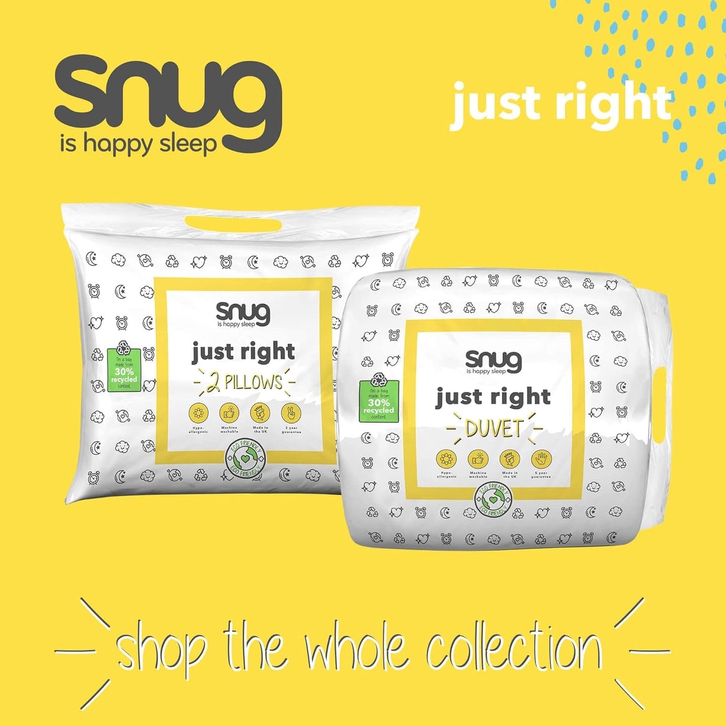 Just Right Snug Duvet, 10,5 tog, duté vlákno, bílá, manželská postel Peřiny a přikrývky Naty Shop
