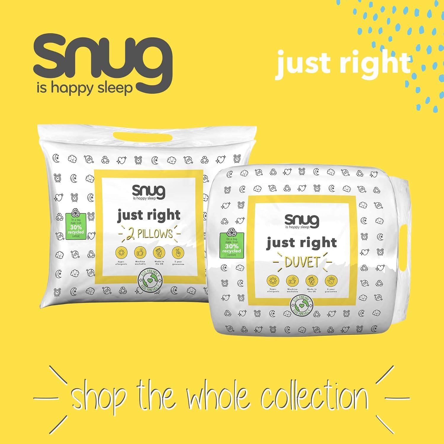 Just Right Snug Duvet, 10,5 tog, duté vlákno, bílá, manželská postel Peřiny a přikrývky Naty Shop