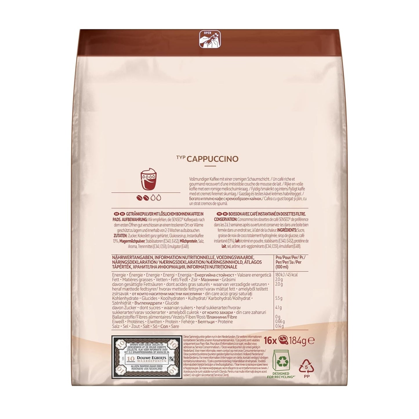Senseo Pads Cappuccino, Vorratspackung, 5 x 16 Getränke, 80 kaffeepadů