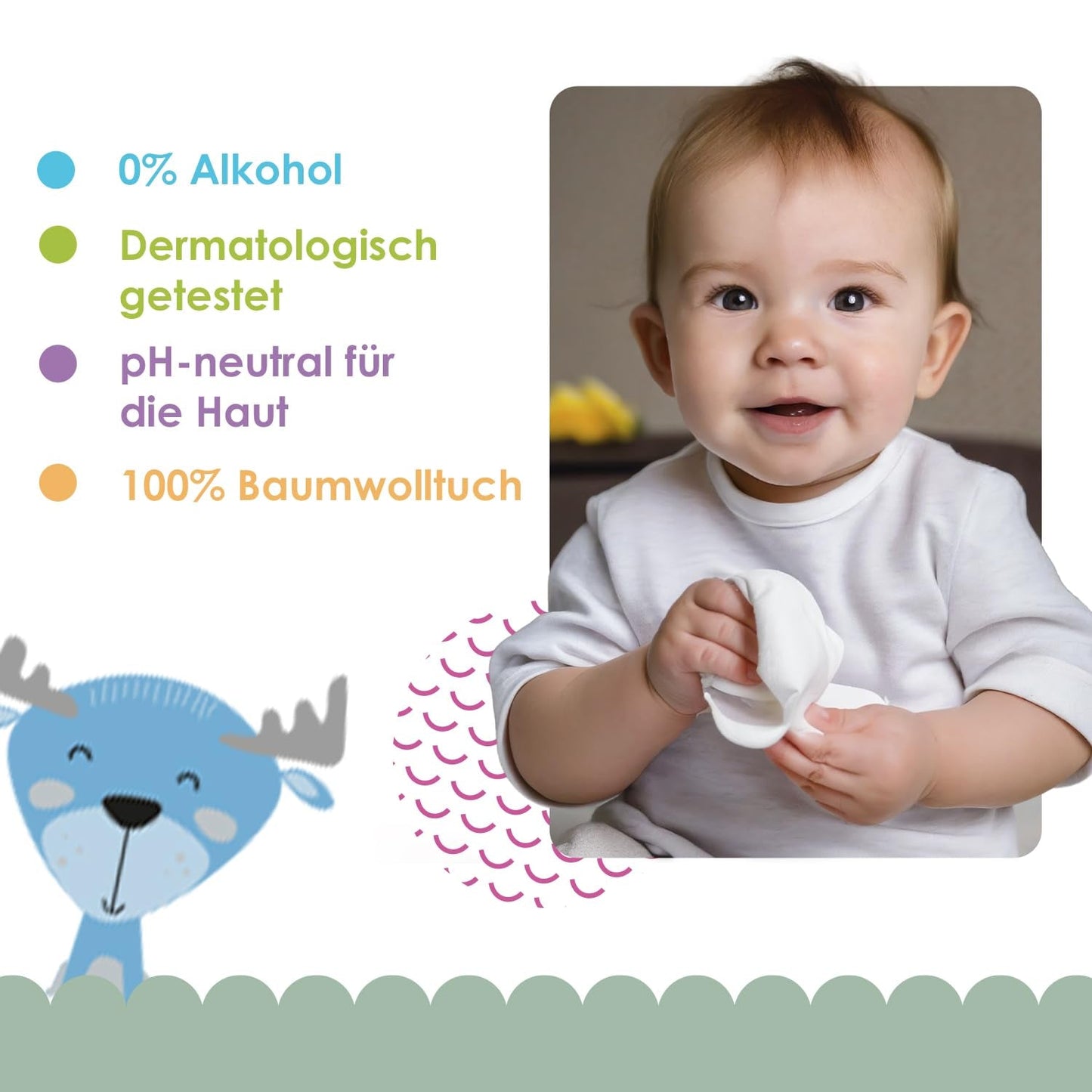 Cleanic Baby Eco Pure Water vlhčené ubrousky – (1 x 50 ks) Vlhčené ubrousky pro děti a kojence – bez parfemace, splachovatelná, citlivá pokožka – 50 ks.