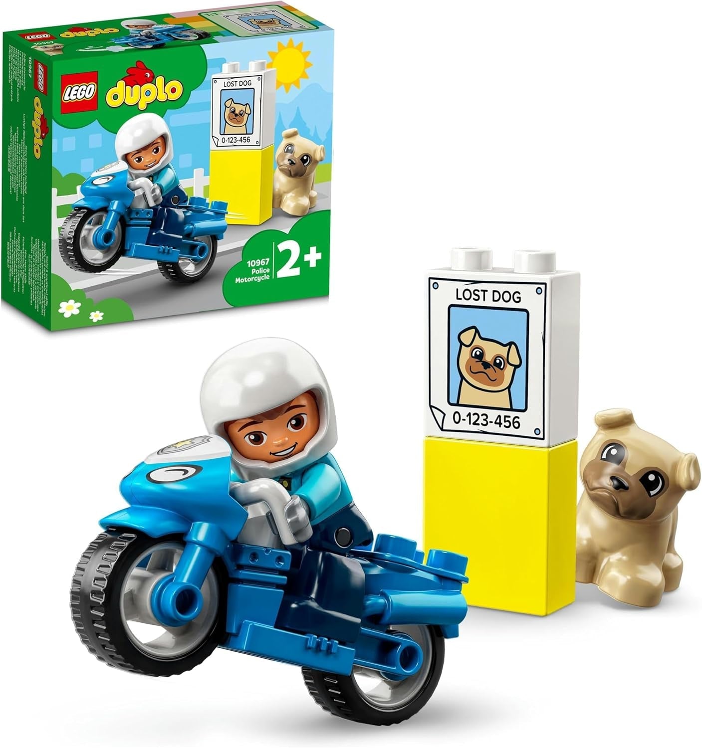 LEGO 10967 DUPLO Policejní motocykl, Policejní hračka pro batolata od 2 let, Ideální hračka pro motorické dovednosti miminek, Stavebnice Motocykl Besuche den LEGO-Store Single