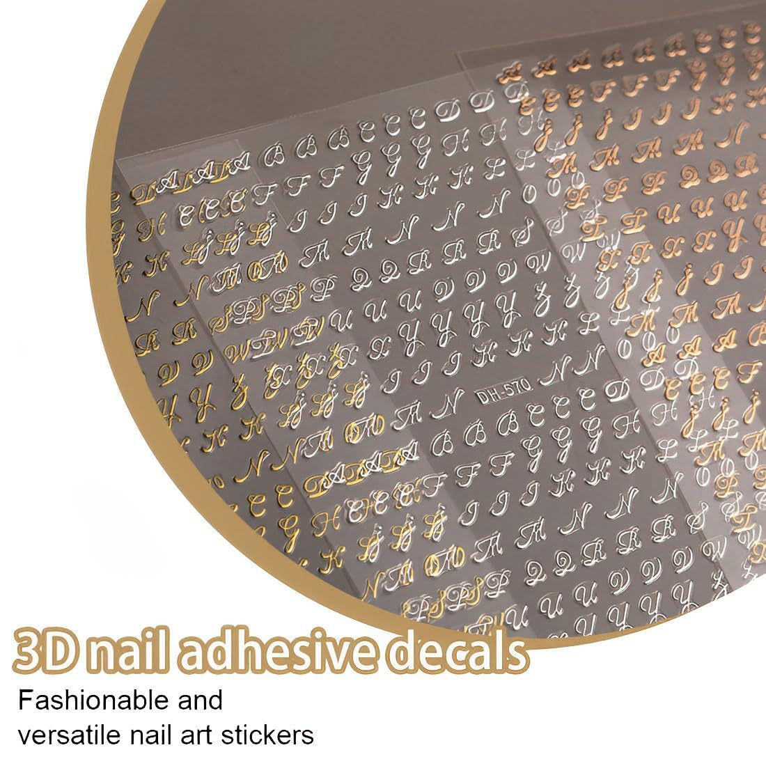 7 Blätter 3D abeced Nagelsticker Nagelfolie Selbtklebend Buchstaben Aufkleber Nägel Zubehör Nagelaufkleber Klebebuchstaben Aufkleber Selbst Gestalten Letter Letters Samolepky na nehty