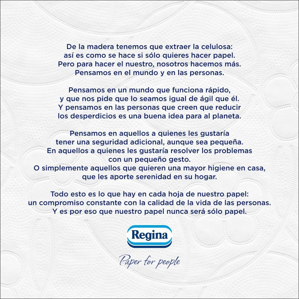 Regina Feeling – 42 rolí toaletního papíru, 175 listů se třemi vrstvami, přírodní extrakt z bavlny a jemná vůně, 60 % recyklovaný plastový obal, 100 % certifikovaný papír Fsc
