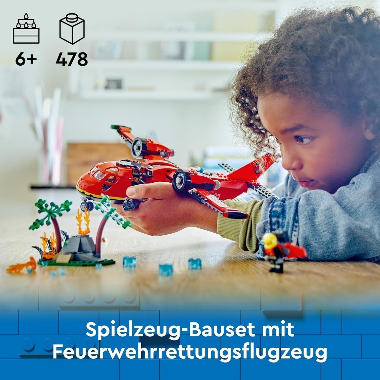 LEGO City Hasičské letadlo, dětská hračka sada hasičského letadla, stavebnice se 3 figurkami hasičů a ohnivou dekorací, skvělý tip na dárek pro chlapce a dívky od 6 let 60413 Stavebnice Besuche den LEGO-Store