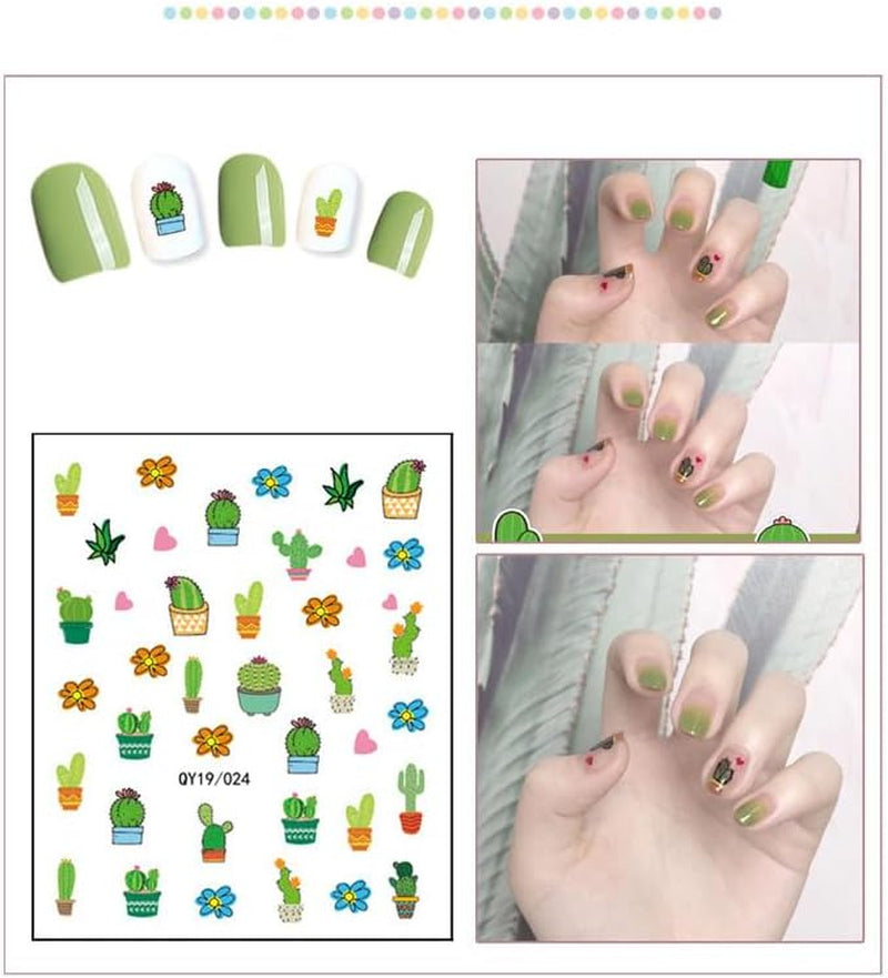 JMEOWIO Süße Nagelsticker Für Kinder 14 Blatt Nail Art Sticker Selbtklebend Nagelaufkleber Regenbogen Blumen Frucht Dekoration Nageldesign Zubehör