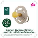 nip - Cherry Green | 0-6 měsíců | Balení 4 ks | Dětský dudlík, vhodný pro kojení a prořezávání zoubků. Udržitelný dudlík, vyrobený z přírodních surovin, světle zelená/hnědá