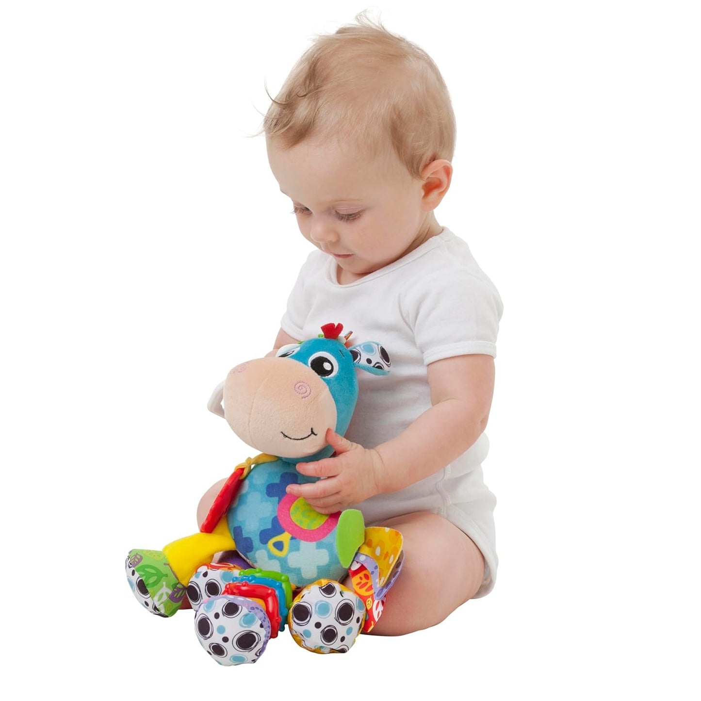 Playgro Clip Clop Dárkový balíček Sensory Garden Activity - Smyslová zahradní hračka pro miminka od 0 měsíců - Interaktivní hračka s chrastítky, kousátkem a kamarádem do kočárku - 4 kusy