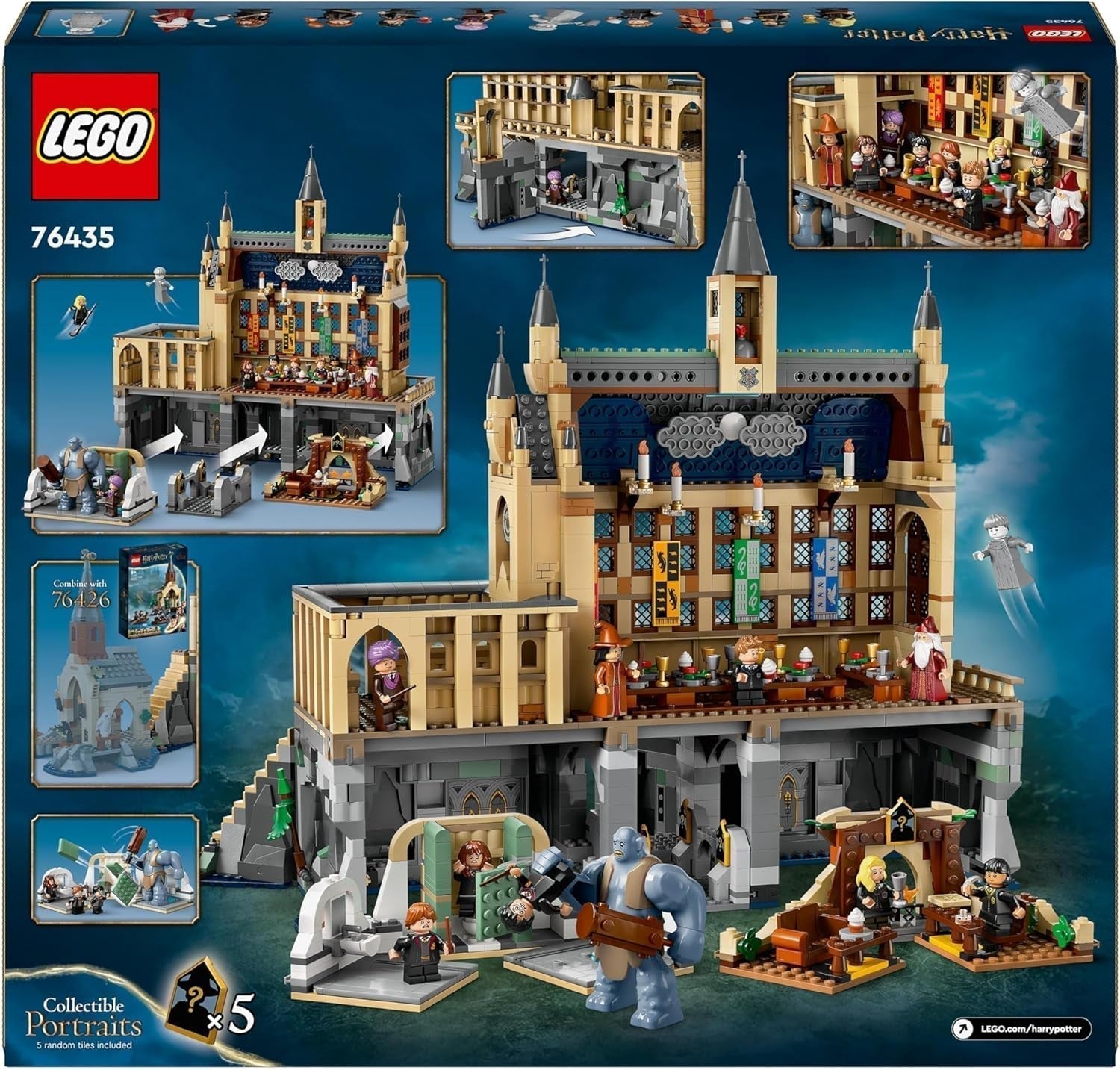 LEGO Harry Potter Hogwarts Castle: The Great Hall, sběratelská hračka s 11 minifigurkami včetně Hermiony Grangerové, kouzelný dárek pro chlapce a dívky 76435 Stavebnice Besuche den LEGO-Store
