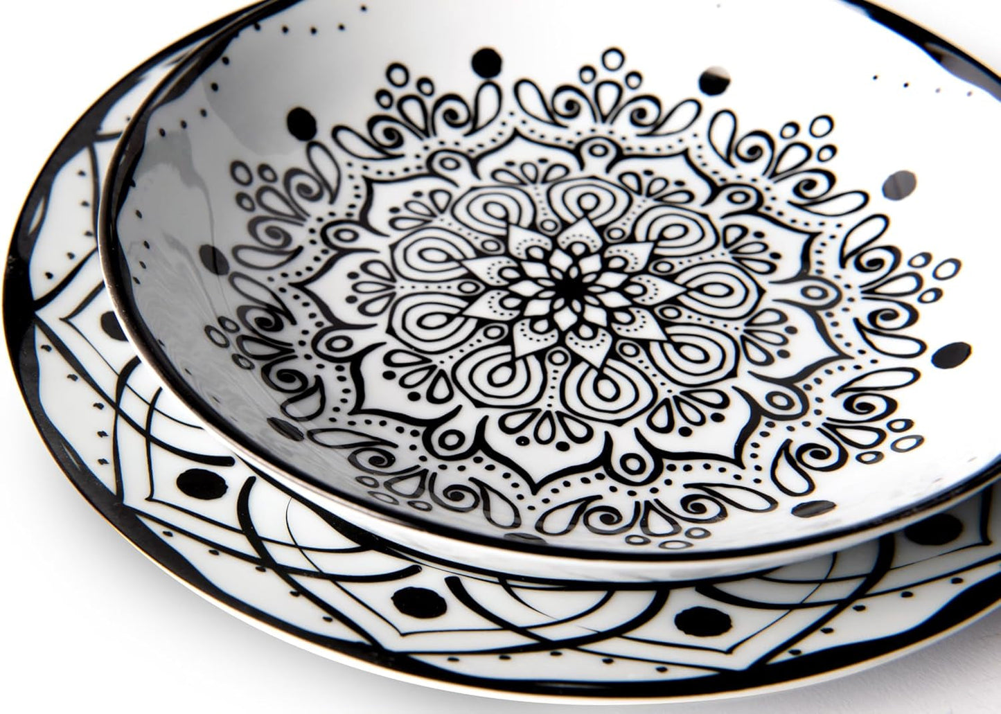 Sada talířů Excelsa Boheme Noir, 18dílná, Porcelán, Schwarz