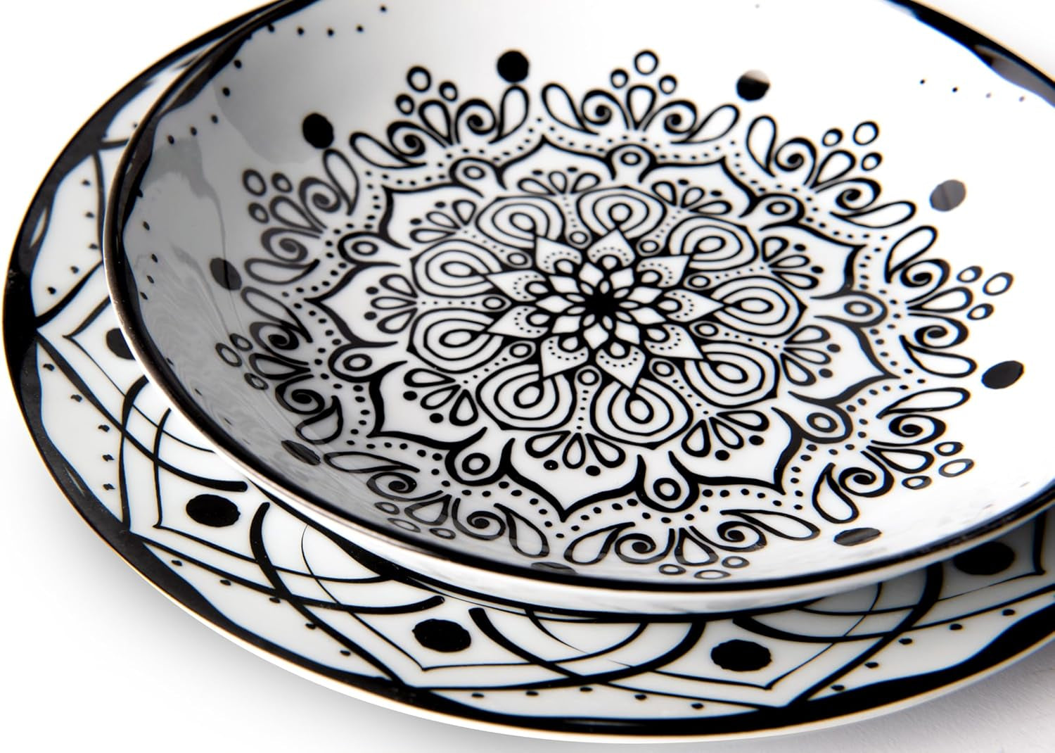 Sada talířů Excelsa Boheme Noir, 18dílná, Porcelán, Schwarz