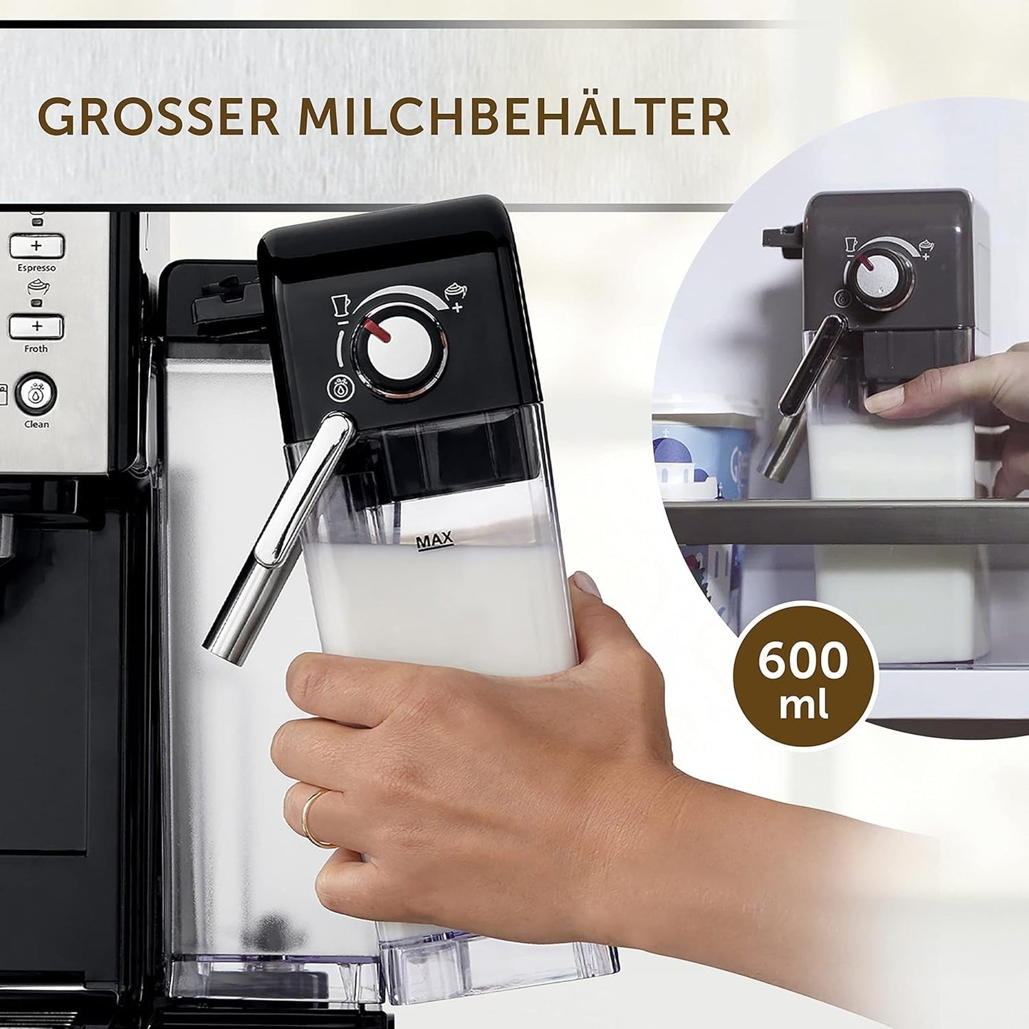 Espresso Breville Prima Latte II | Stroj na latte a cappuccino | Profesionální pumpa s 15 bary a napěňovačem mléka | Stříbro [VCF108X]