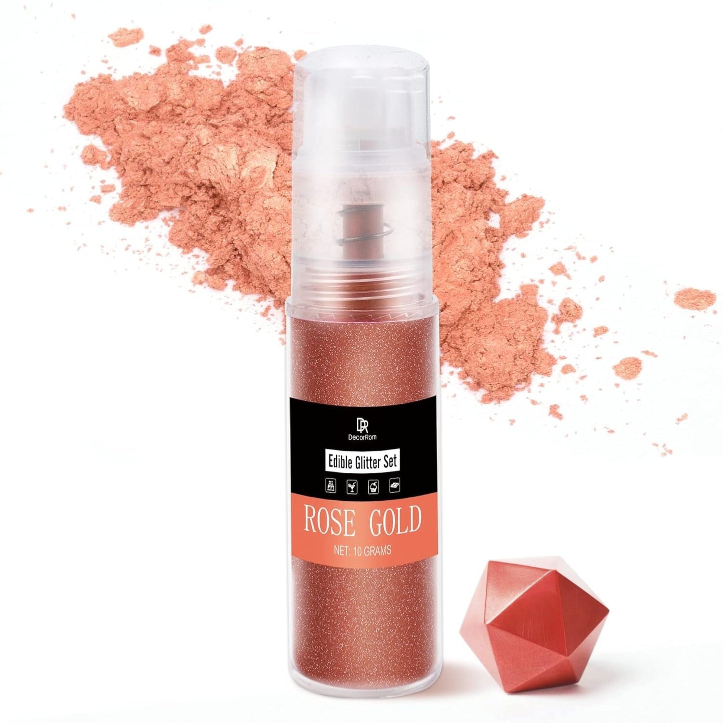 DecoRom, jedlé třpytky, prášek, 10 gramů Glitter Naty Shop Roségold