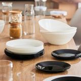 Harena N&b Glasgeschirr, 18-ti, pro 6 osob, Weiß und Schwarz