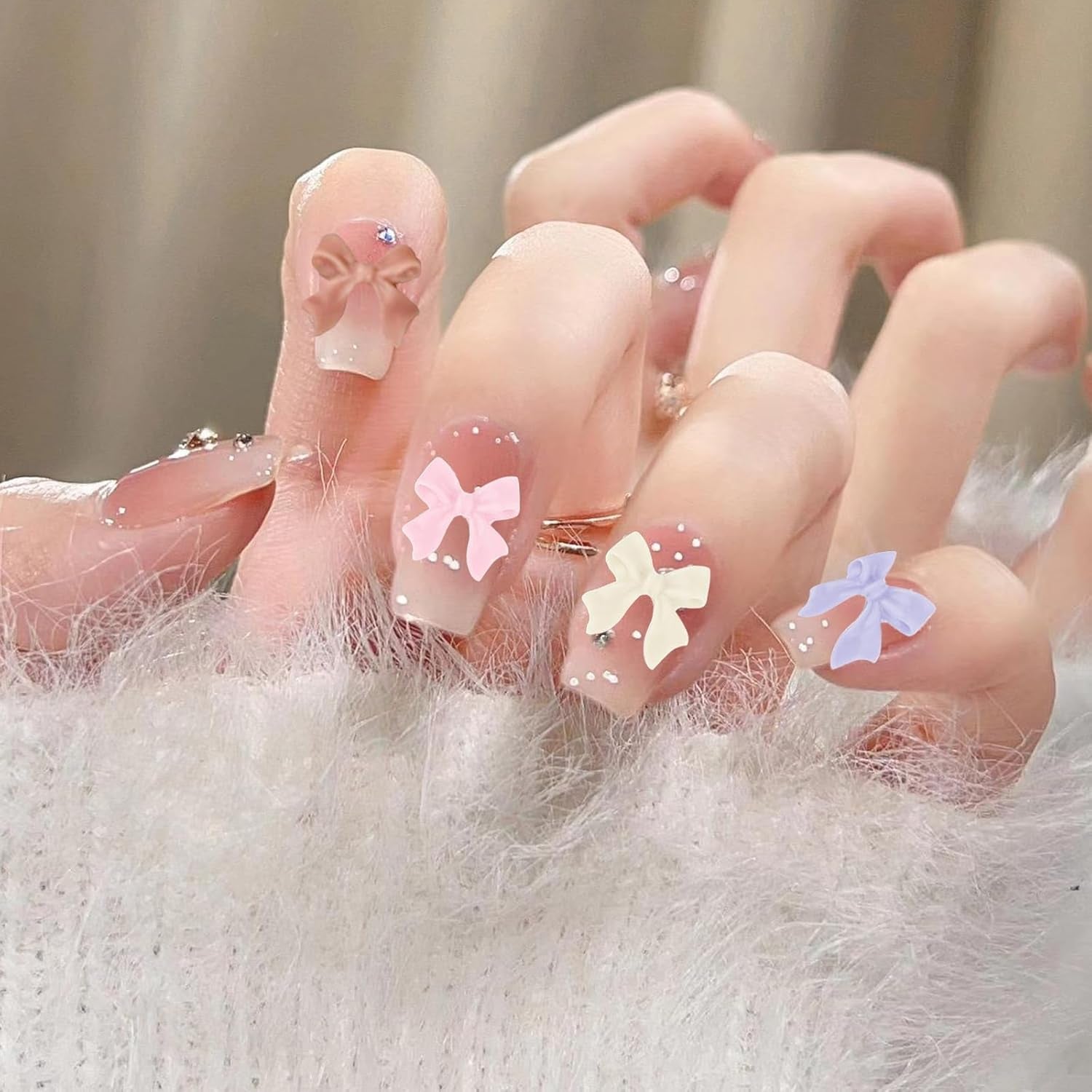 500 ks 3D Nägel Charm Schleifen Charms Nägel Nail Art Charms Schleife Nagel Charms Nägel Nail Art Schleifen Nageldekorationen Mit Aufnahmewerkzeug Für Frauen Und Mädchen Nagel-Diy-Zubehör