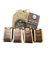 Kaffee Geschenk für Kaffeeliebhaber - Kaffeesack Juta - Vier Sorten exotischer Kaffee im Jutesack - Weihnachten Geschenkidee - Geschenk für Kaffeetrinker - Ganze Bohne