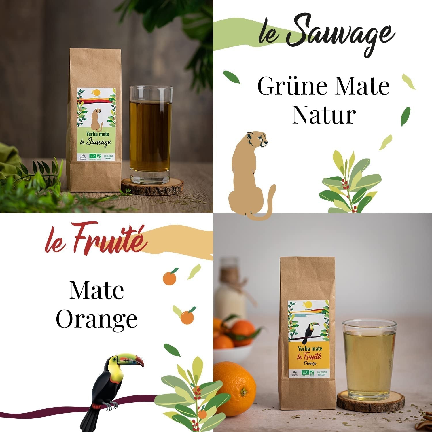 ORIGEENS BIO MATE ČAJOVÁ DÁRKOVÁ SADA X4 I Yerba Mate Bio 4X80G I Yerba Mate čajová sada, tip na dárek