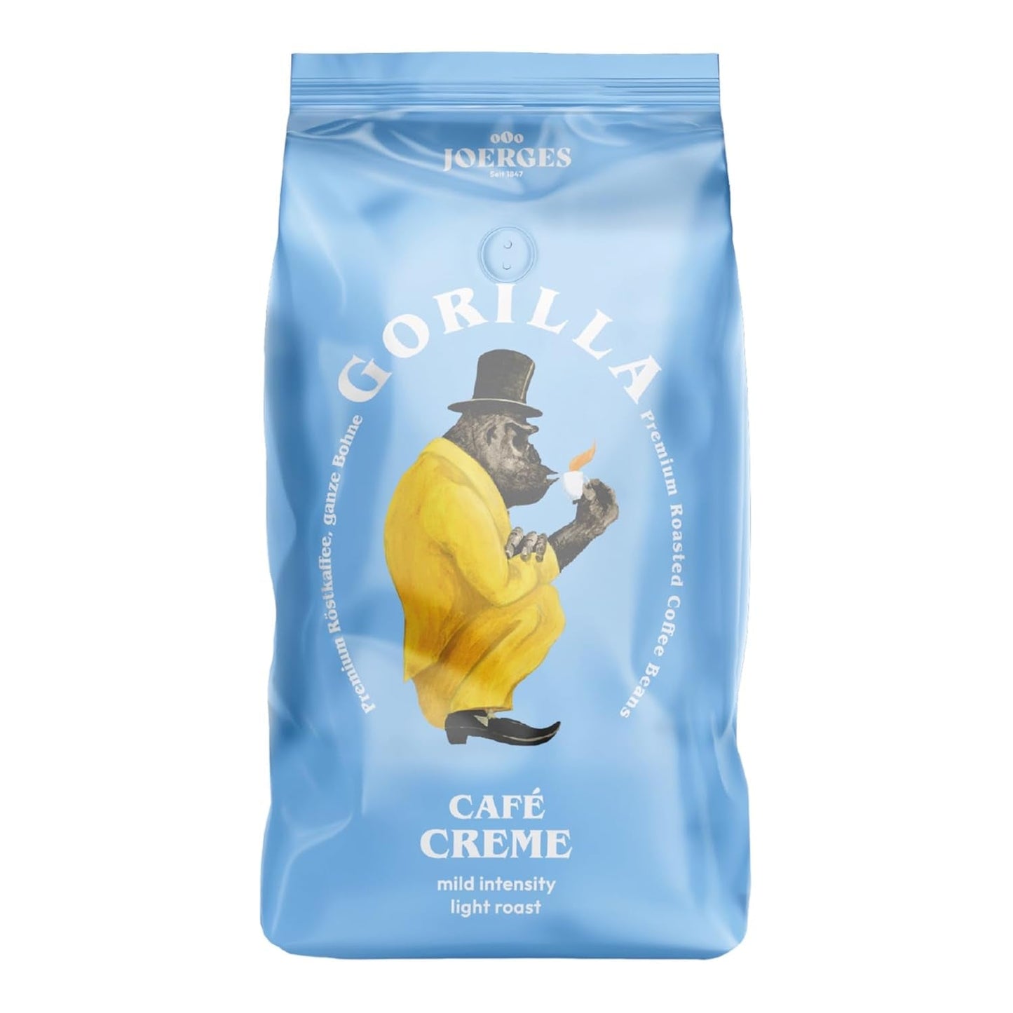 Gorilla Café Creme 6x 1000g | 100% tradiční Arabica-Bohnen | Ideální Volllautomaten Crema harmonisches Aroma | geriger Koffeingehalt helle Röstung | Vorratspackung
