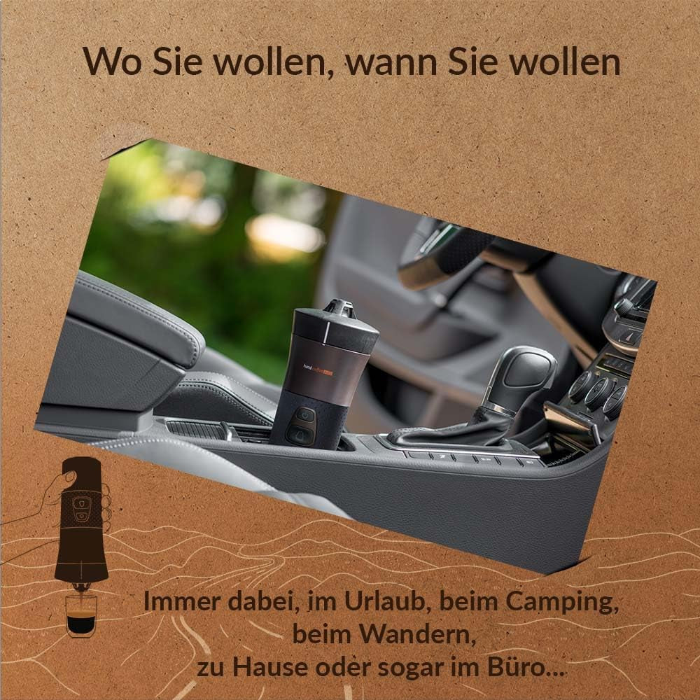 Handpresso - Handcoffee Auto 21000 | 12V Auto Espresso kávovar - 12V Espresso kávovar pro auta | Espresso kávovar Senseo Pad do auta - 12V cestovní kávovar | 12V espressor pro obytné vozy