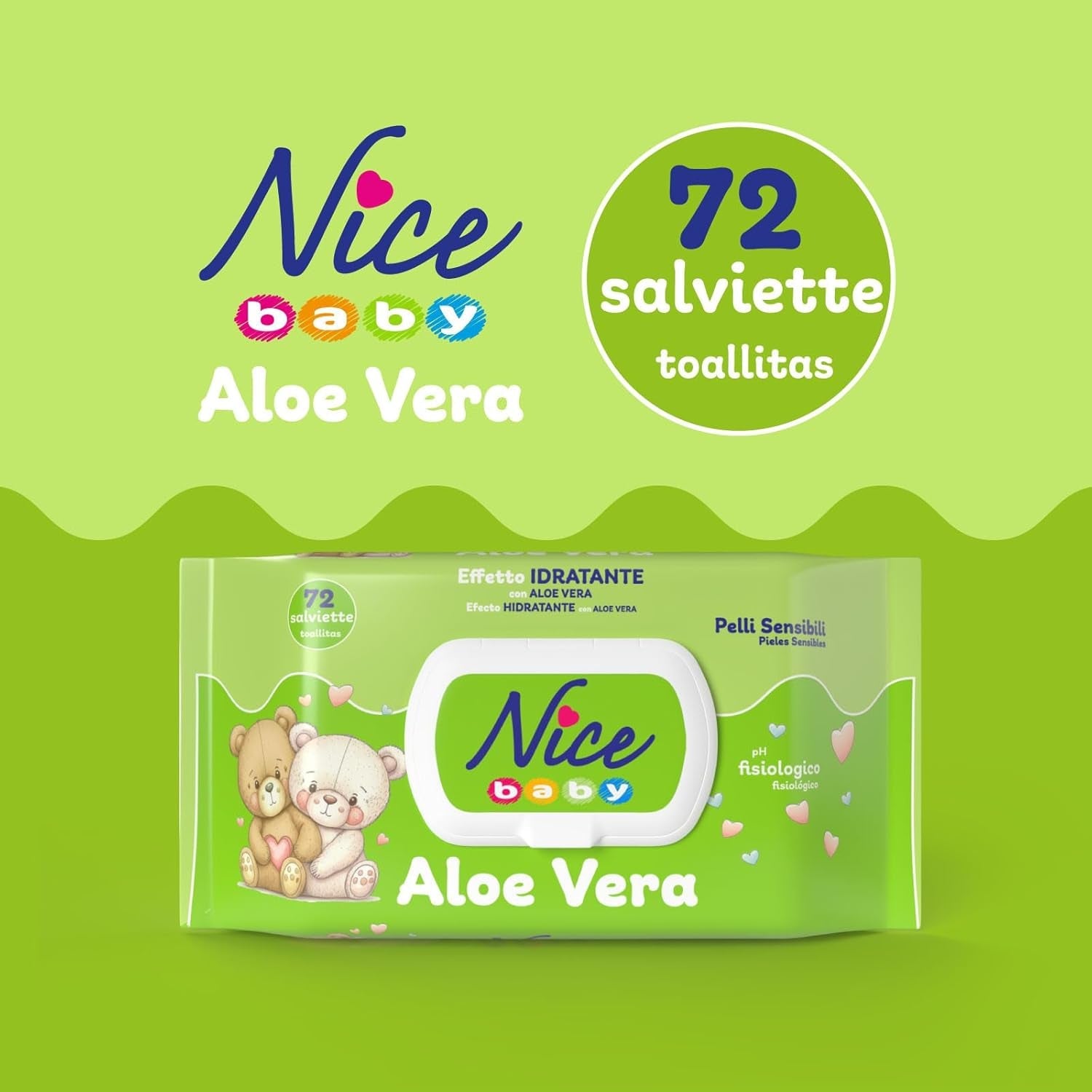 Čistící ubrousky pro děti a kojence - s aloe vera a arganovým olejem - dermatologicky testováno - fyziologická hodnota pH - maxi formát: balení 72 ubrousků - Pěkné