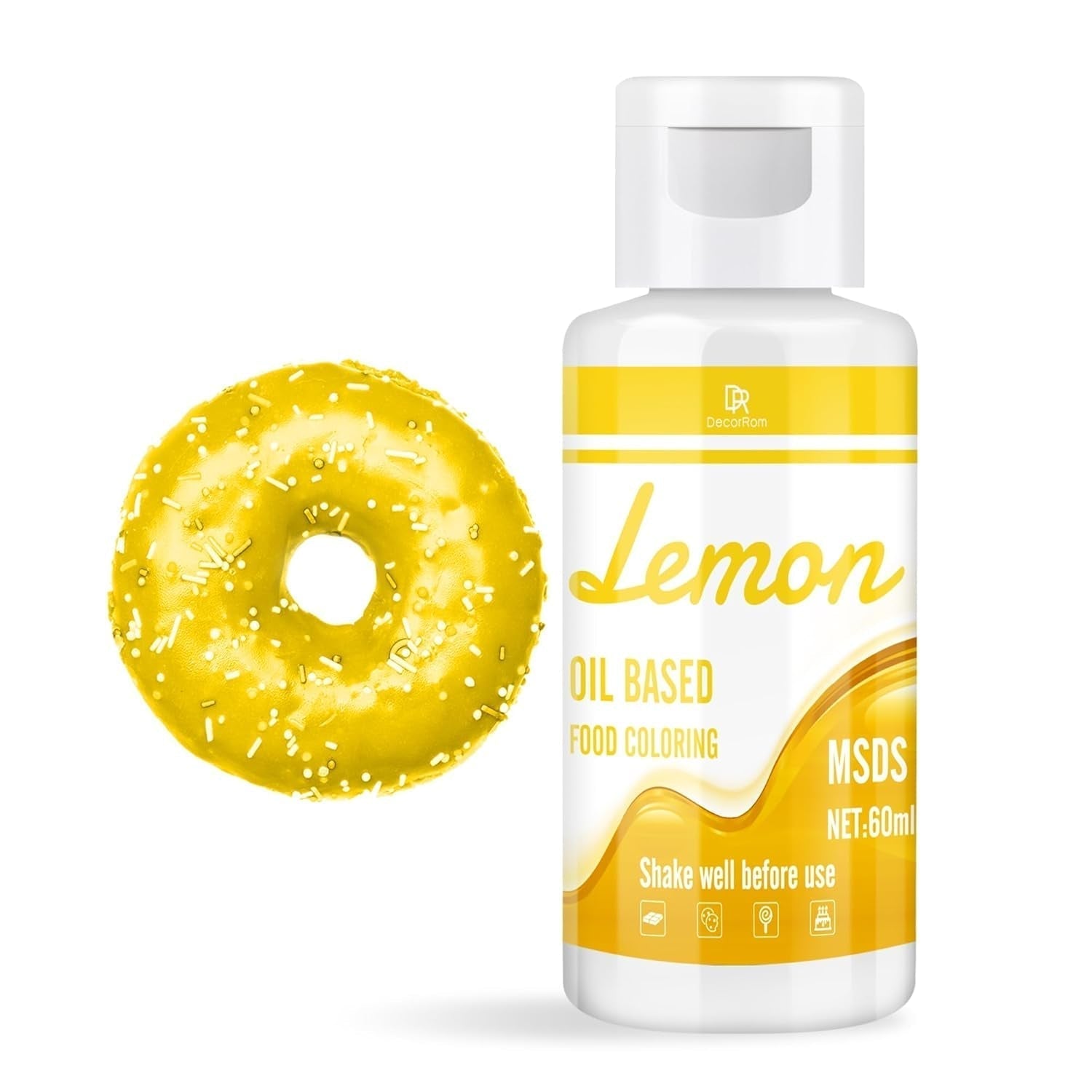 Fettlösliche Lebensmittelfarbe Für Schokolade - 60 ml Ölbasis Lebensmittelfarben Für Fondant, Torten Dekoration, Backen - Flüssige potravinářské barvivo pro kakaové máslo, máslový krém, Kuchen (Schwarz) Naty Shop Gelb