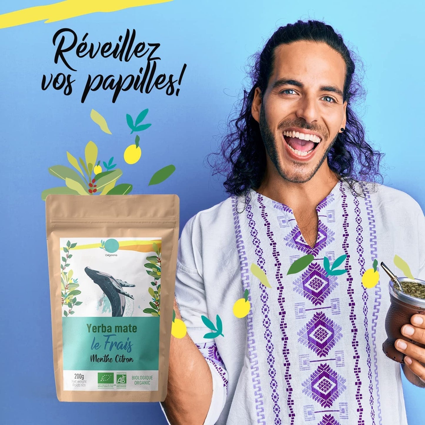 ORIGEENS BIO YERBA MATE S MÁTOU A CITRONEM 200 G - Čerstvost I Nepražené Bio Yerba Maté, listy, bez stonků a prachu