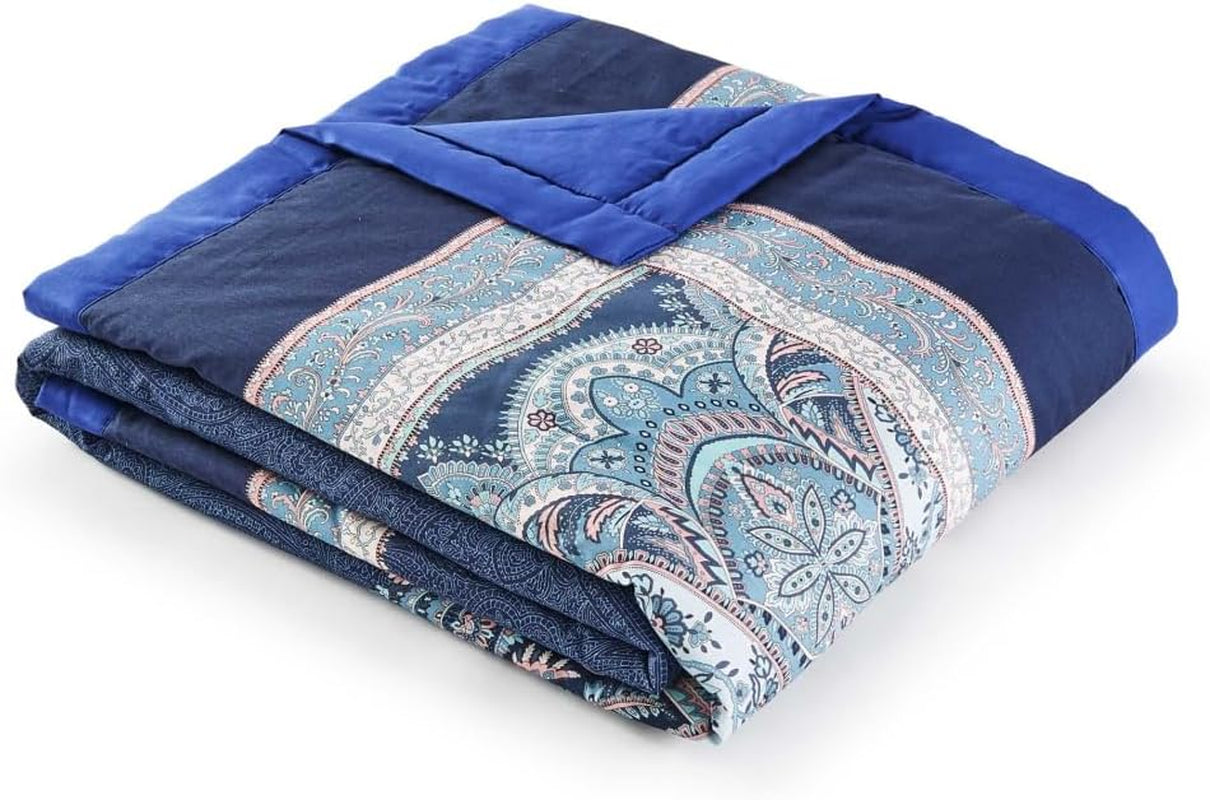 Bavlněný pléd BASSETTI SABBIONETA barva MODRÁ B3 rozměr 135X190 Peřiny a přikrývky Naty Shop