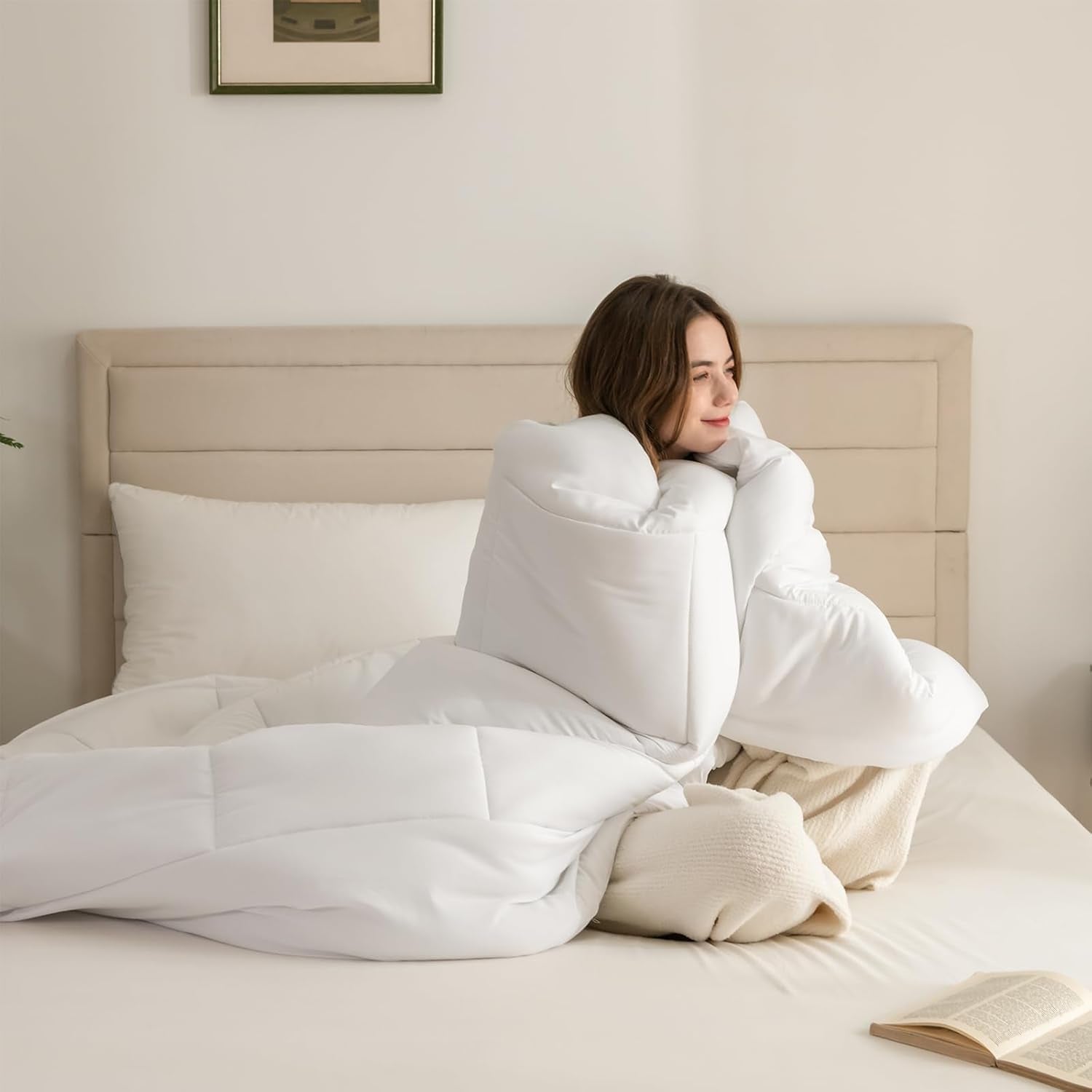 Good Nite Jednolůžková sada povlečení, 15 Tog, Zimní teplo, Jednolůžko, Měkký polyester, Duté vlákno, Bílé prostěradlo s rohovými lištami, Lze prát v pračce (bílé, 15 Tog, 130 X 150 cm) Naty Shop Quilts & Quilts