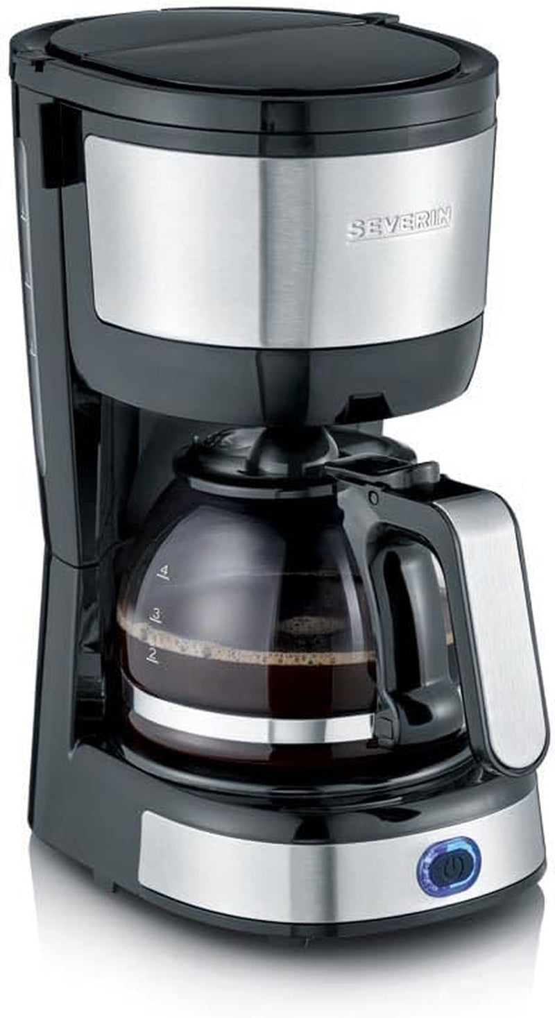 Kompaktní espresso SEVERIN, aromatická káva s kávovarem až na 4 šálky, espresso kávovar s filtrem a permanentně oscilujícím filtrem, nerez/černá, KA 4808