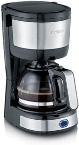 Kompaktní espresso SEVERIN, aromatická káva s kávovarem až na 4 šálky, espresso kávovar s filtrem a permanentně oscilujícím filtrem, nerez/černá, KA 4808