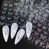 6 Blatt Schmetterling Samolepka na nehty Selbstklebend Laser Stříbrná Schmetterlings Nagelaufkleber 3D Aurora Stříbrná Schwarz Schmetterlinge Samolepky na nehty Frühling Nageldesign Samolepka na nehty Nail Art Zubehör